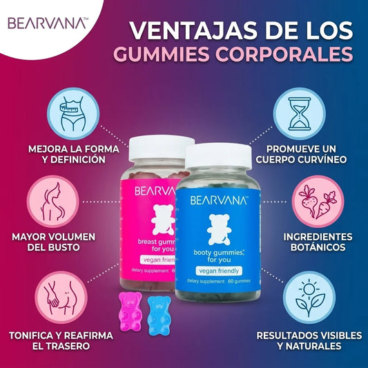 Combo BEARVANA Gummies Pink & Blue – Combo de Gomitas Herbales para el Bienestar Diario Femenino x 120 gomas