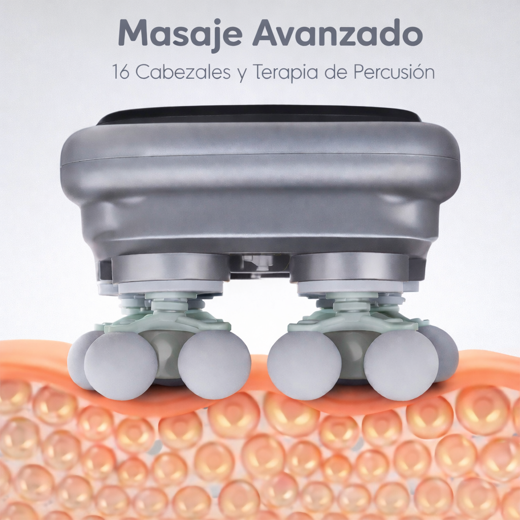 Masajeador Muscular Profesional con 16 Cabezales + Libro Digital de Masajes Profesionales en casa