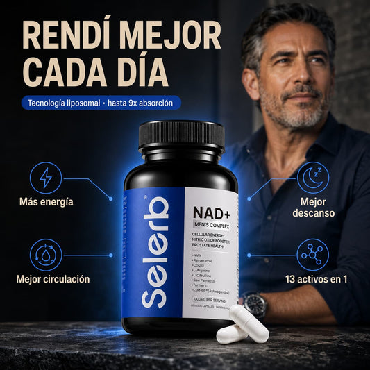 Selerb Suplementos NAD+ para Hombres – Suplementos de Óxido Nítrico para la Salud de la Próstata para Hombres con Resveratrol, CoQ10, L Citrulina y Licopeno para Anti-Envejecimiento y Resistencia