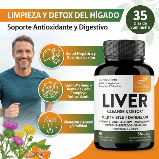 Liver Cleanse & Detox x 70 Cápsulas - Más energía, piel más limpia y un hígado que sí descansa